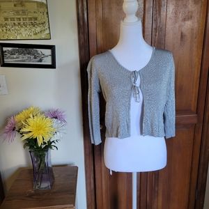 SOLD Vintage sparkle ribbed Y2K 3/4 sleeve cardigan crop top